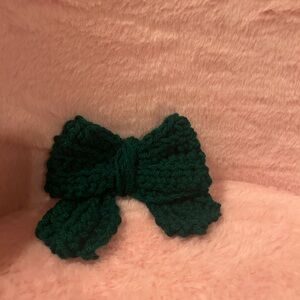 Handmade Green Crochet Bow